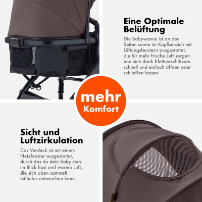 Daliya® NEOMOVE 2in1 Kinderwagen & Buggy (Schwarz-Weinrot)