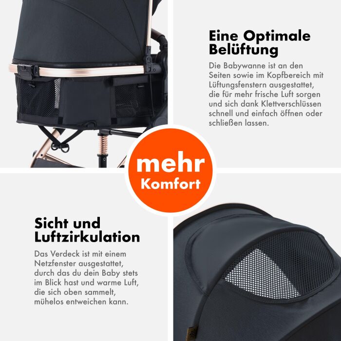 Daliya® NEOMOVE 2in1 Kinderwagen & Buggy (Gold-Schwarz)