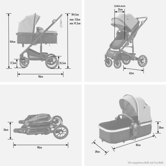 Daliya® NEOMOVE 2in1 Kinderwagen & Buggy (Schwarz-Rosa)