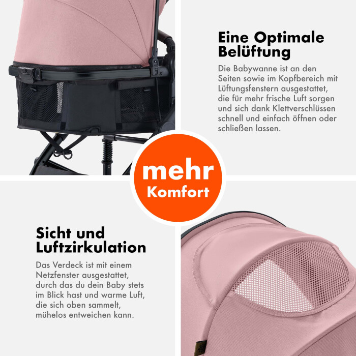 Daliya® NEOMOVE 2in1 Kinderwagen & Buggy (Schwarz-Rosa)