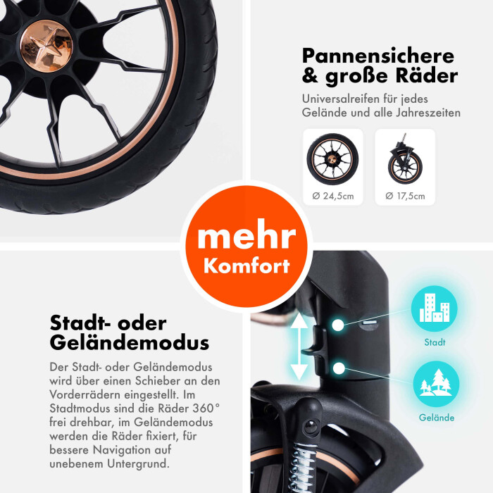 Daliya® NEOMOVE 2in1 Kinderwagen & Buggy (Schwarz-Rosa)