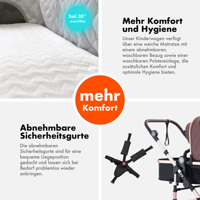 Daliya® NEOMOVE 2in1 Kinderwagen & Buggy (Rosegold-Violett)