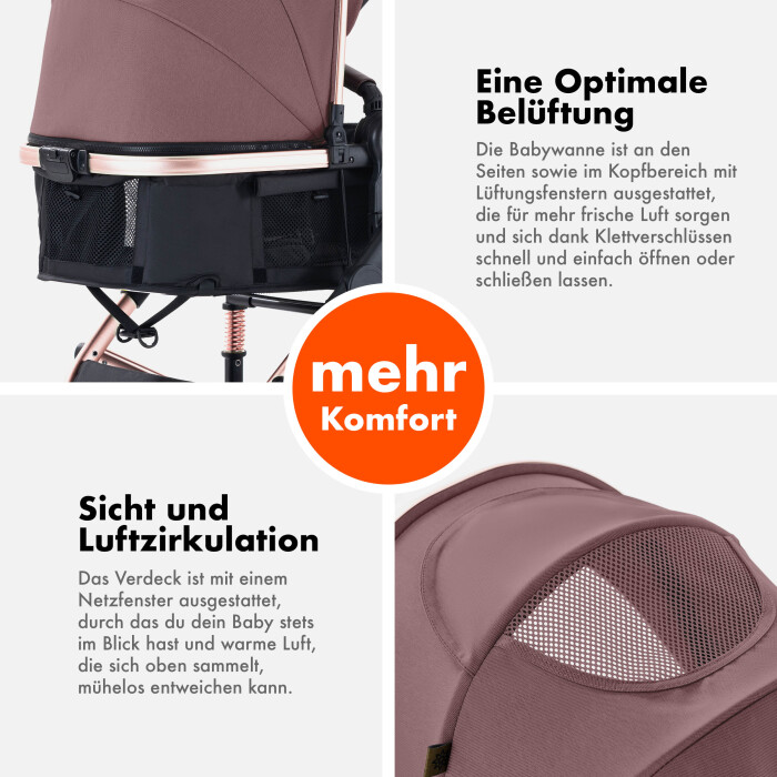 Daliya® NEOMOVE 2in1 Kinderwagen & Buggy (Rosegold-Violett)