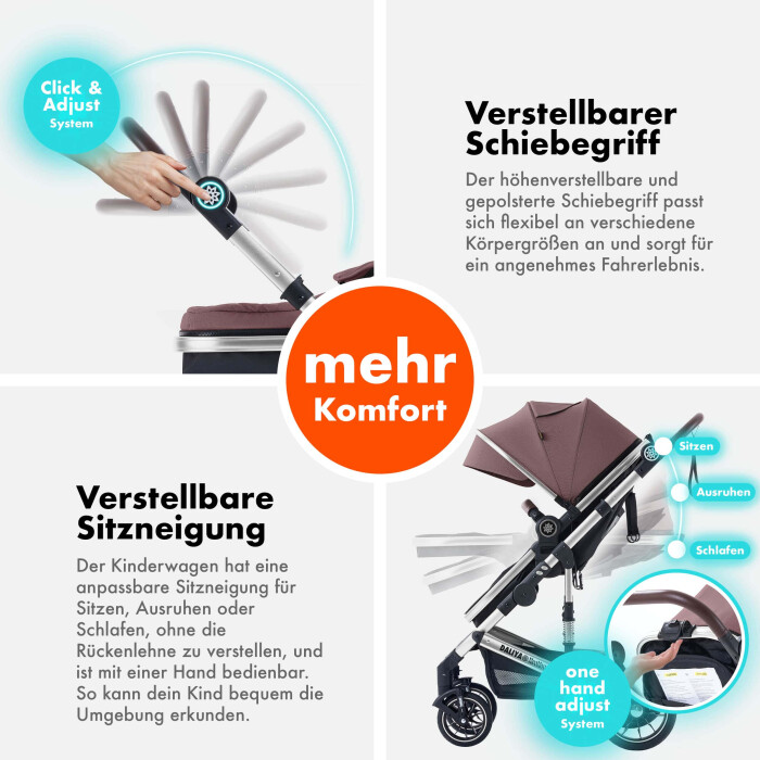 Daliya® NEOMOVE 2in1 Kinderwagen & Buggy (Silber-Violett)