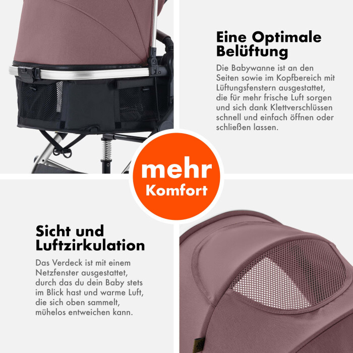 Daliya® NEOMOVE 2in1 Kinderwagen & Buggy (Silber-Violett)