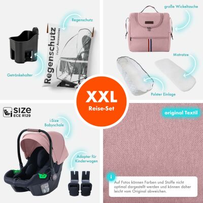 Daliya® NEOMOVE 3in1 Kinderwagen & Buggy (Schwarz-Rosa)