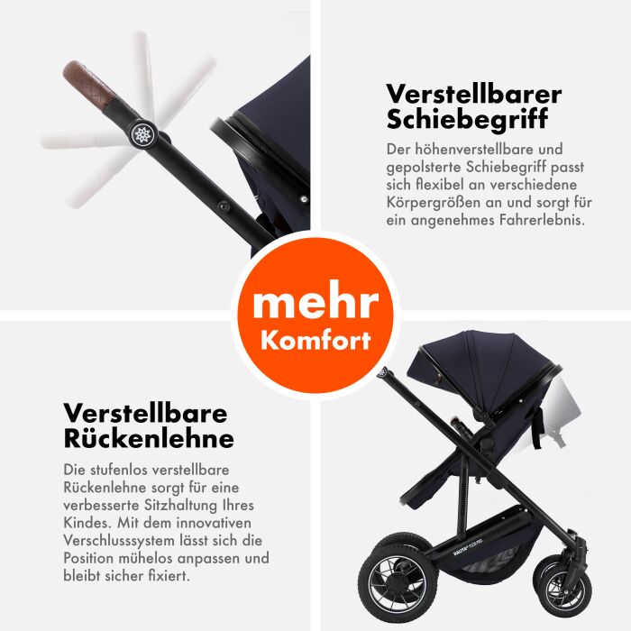 Daliya® FLEXI-PRO M 2in1 Kinderwagen & Buggy (Blau-Grau)
