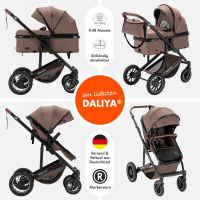 Daliya® FLEXI-PRO M 2in1 Kinderwagen & Buggy (Beige-Rosa Leinen)