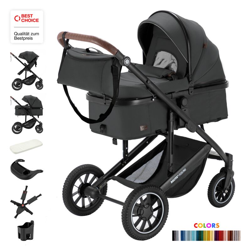 Daliya® FLEXI-PRO M 2in1 Kinderwagen & Buggy (Dunkelgrau)