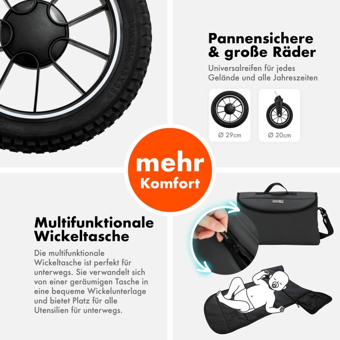 Daliya® FLEXI-PRO M 2in1 Kinderwagen & Buggy (Dunkelgrau)