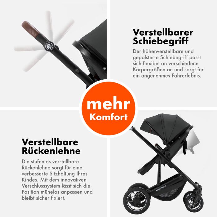 Daliya® FLEXI-PRO M 2in1 Kinderwagen & Buggy (Dunkelgrau)