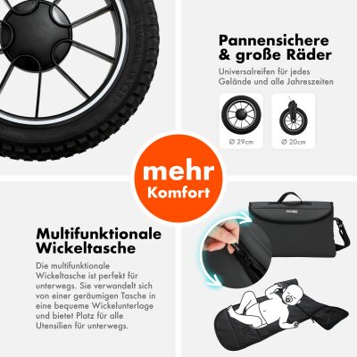 Daliya® FLEXI-PRO M 2in1 Kinderwagen & Buggy (Dunkelgrau)