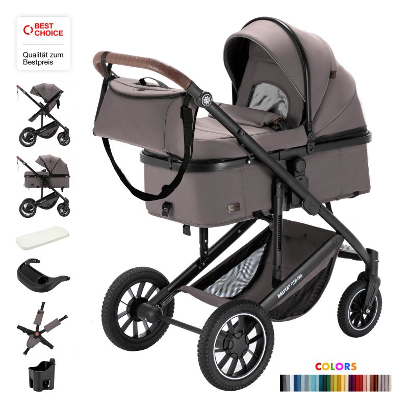 Daliya® FLEXI-PRO M 2in1 Kinderwagen & Buggy (Braun-Grau)