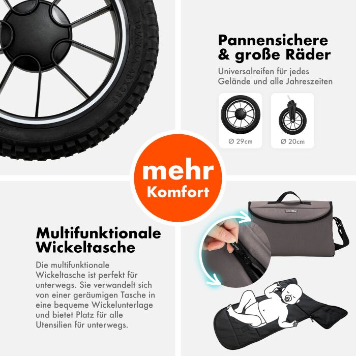 Daliya® FLEXI-PRO M 2in1 Kinderwagen & Buggy (Braun-Grau)