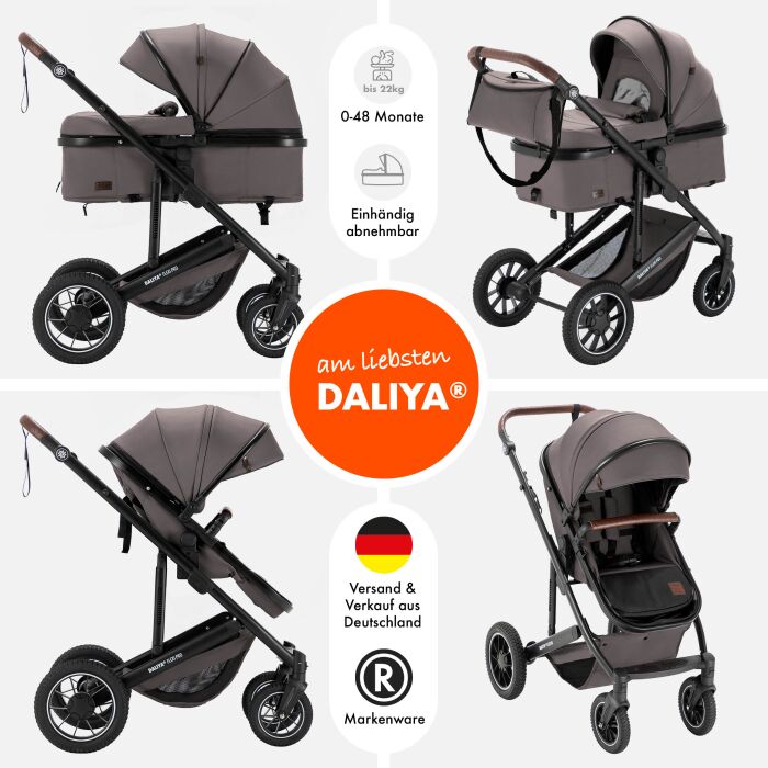 Daliya® FLEXI-PRO M 2in1 Kinderwagen & Buggy (Braun-Grau)