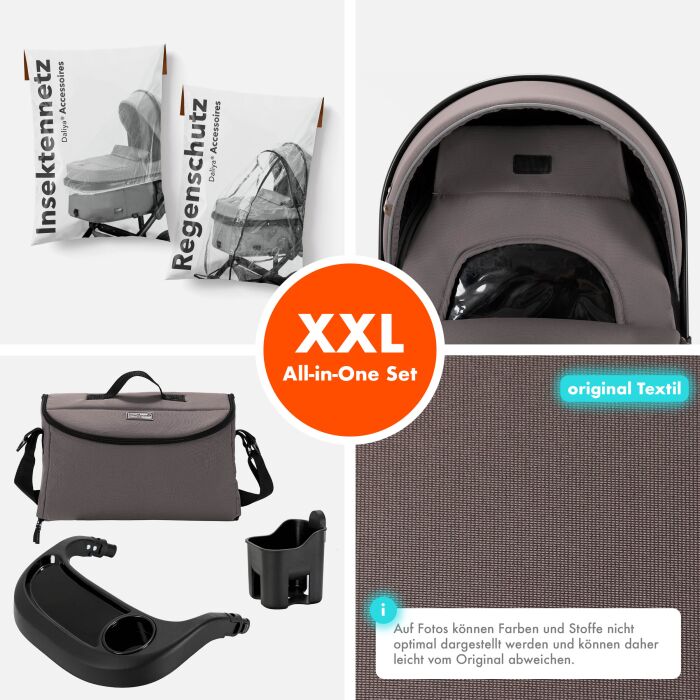 Daliya® FLEXI-PRO M 2in1 Kinderwagen & Buggy (Braun-Grau)