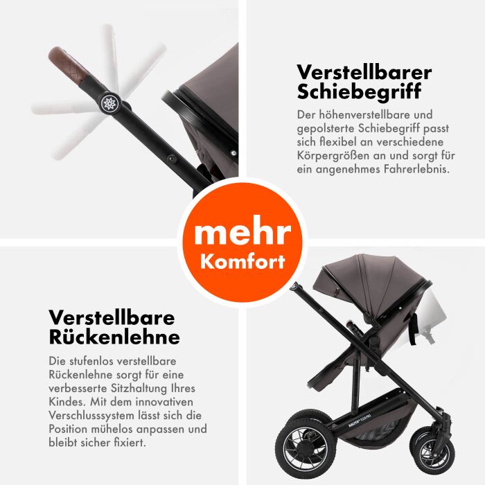 Daliya® FLEXI-PRO M 2in1 Kinderwagen & Buggy (Braun-Grau)