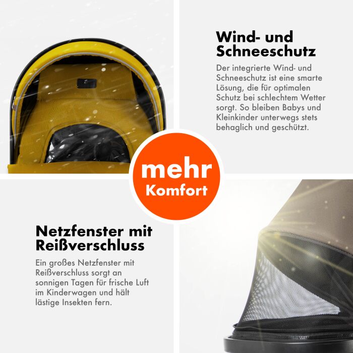 Daliya® FLEXI-PRO M 2in1 Kinderwagen & Buggy (Gelb)