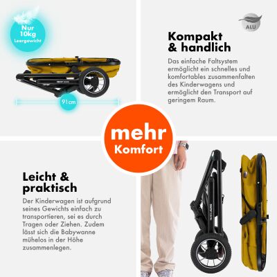 Daliya® FLEXI-PRO M 2in1 Kinderwagen & Buggy (Gelb)