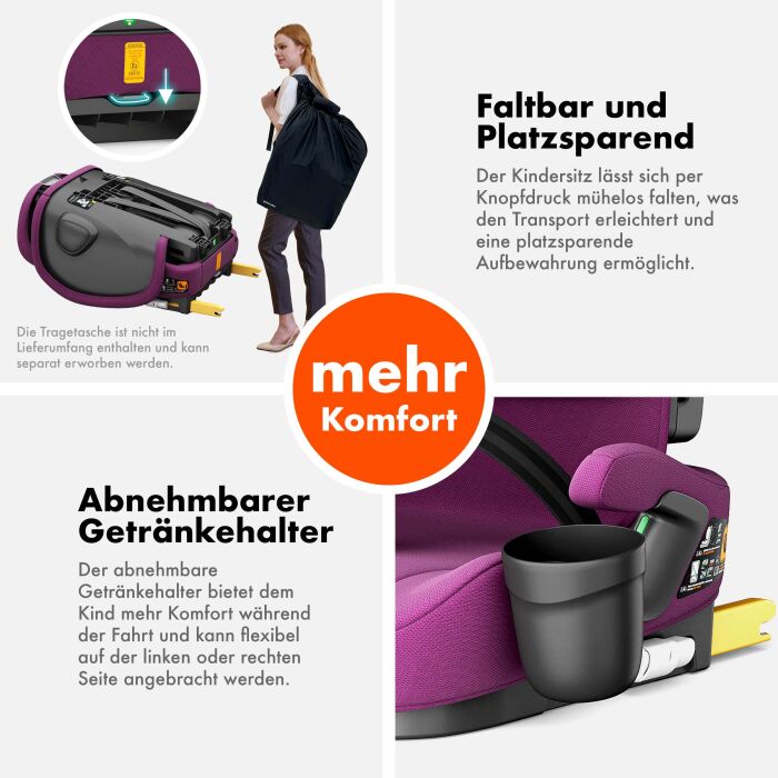 Daliya® JOYMAX i-Size Kinderautositz 76-150cm (Purpur)