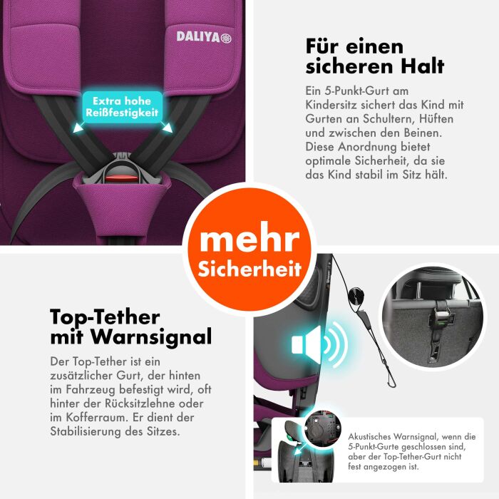 Daliya® JOYMAX i-Size Kinderautositz 76-150cm (Purpur)