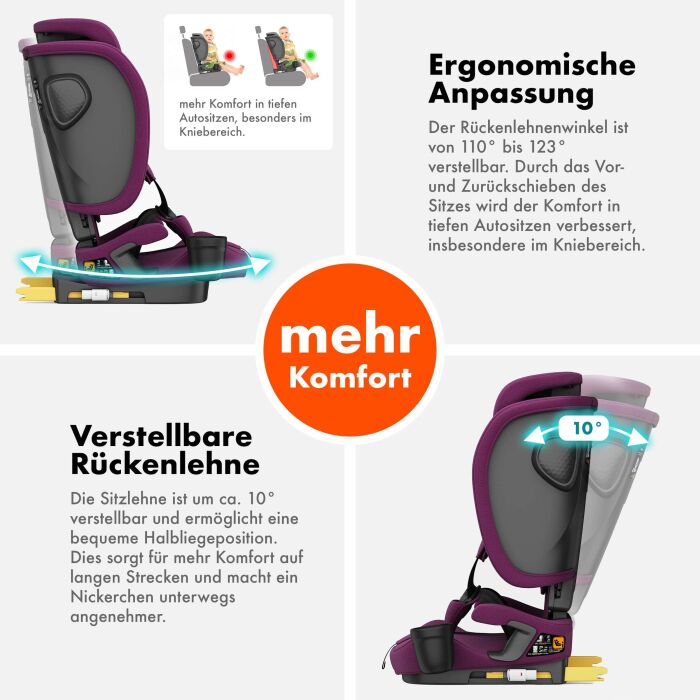 Daliya® JOYMAX i-Size Kinderautositz 76-150cm (Purpur)