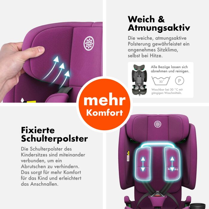 Daliya® JOYMAX i-Size Kinderautositz 76-150cm (Purpur)