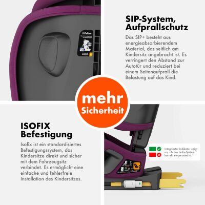 Daliya® JOYMAX i-Size Kinderautositz 76-150cm (Purpur)