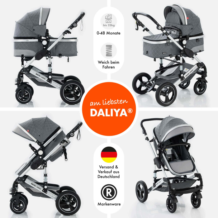 Daliya® BAMBIMO 2in1 Kinderwagen & Buggy (Schwarz...