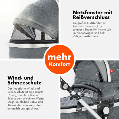 Daliya® BAMBIMO 2in1 Kinderwagen & Buggy (Schwarz - Schwarz)