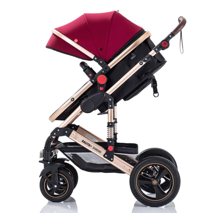 Daliya® BAMBIMO 2in1 Kinderwagen & Buggy (Bordeaux Rot - Gold)