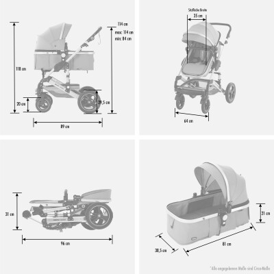 Daliya® BAMBIMO 2in1 Kinderwagen & Buggy (Bordeaux Rot - Gold)