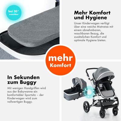 Daliya® BAMBIMO 2in1 Kinderwagen & Buggy (Bordeaux Rot - Gold)