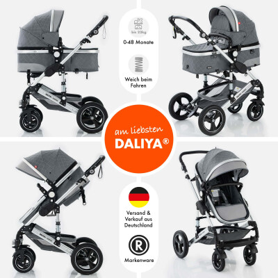 Daliya® BAMBIMO 2in1 Kinderwagen & Buggy (Dunkelgrau - Schwarz)