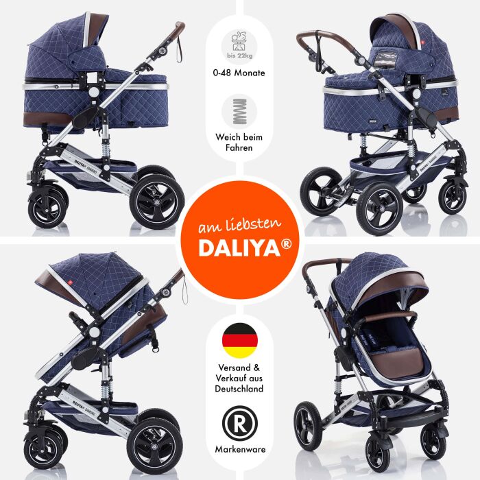 Daliya® BAMBIMO 2in1 Kinderwagen & Buggy (Blau -...