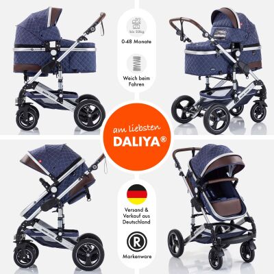 Daliya® BAMBIMO 2in1 Kinderwagen & Buggy (Blau - Silber)