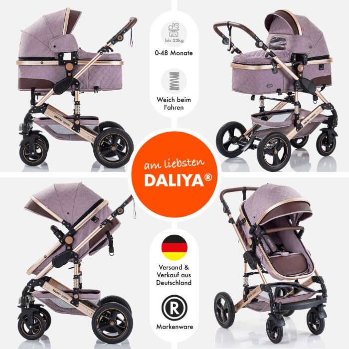 Daliya® BAMBIMO 2in1 Kinderwagen & Buggy (Rose -...