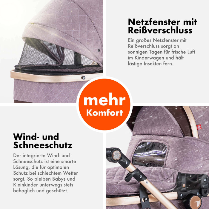 Daliya® BAMBIMO 2in1 Kinderwagen & Buggy (Rose - Gold)