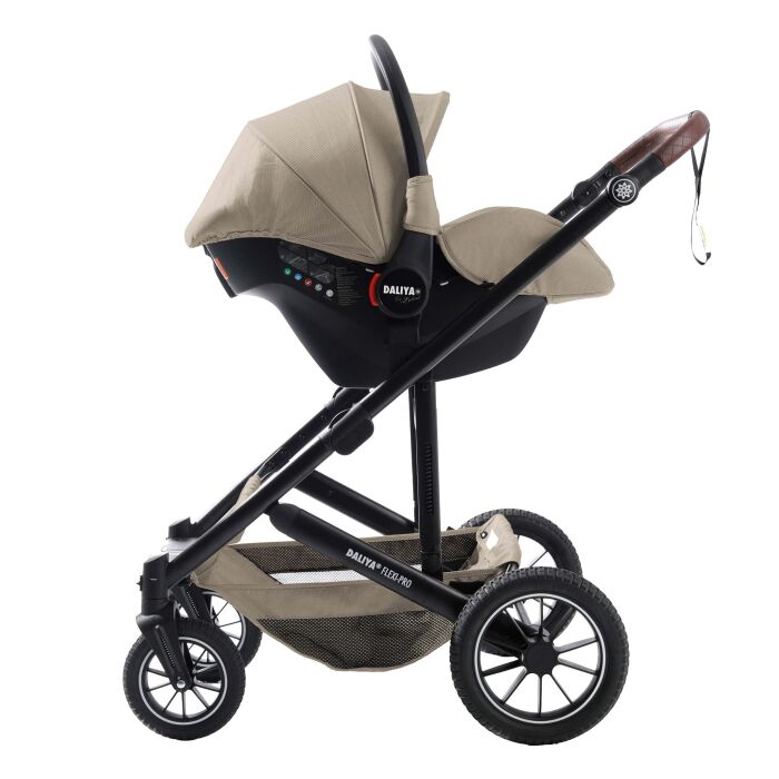 Daliya® FLEXI-PRO M 3in1 Kinderwagen & Buggy mit i-Size Babyschale (Beige Leinen)