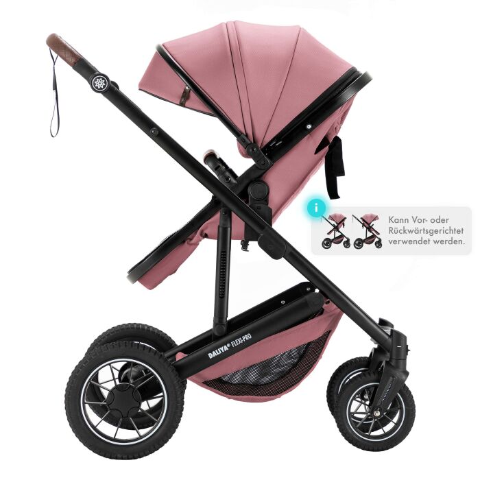 Daliya® FLEXI-PRO M 3in1 Kinderwagen & Buggy mit i-Size Babyschale (Rosa Leinen)