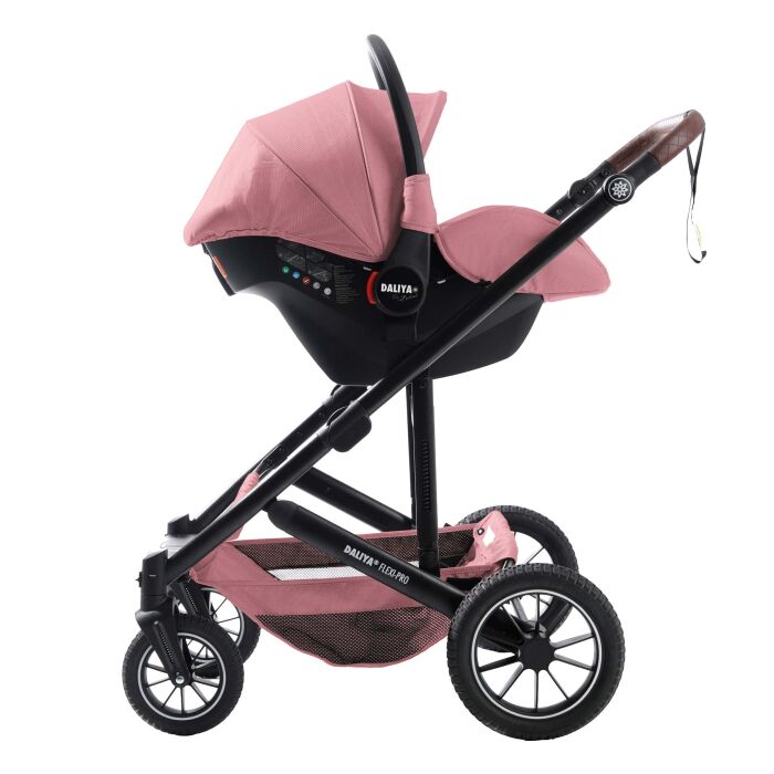 Daliya® FLEXI-PRO M 3in1 Kinderwagen & Buggy mit i-Size Babyschale (Rosa Leinen)