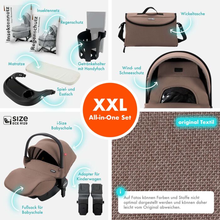 Daliya® FLEXI-PRO M 3in1 Kinderwagen & Buggy mit i-Size Babyschale (Farbauswahl)