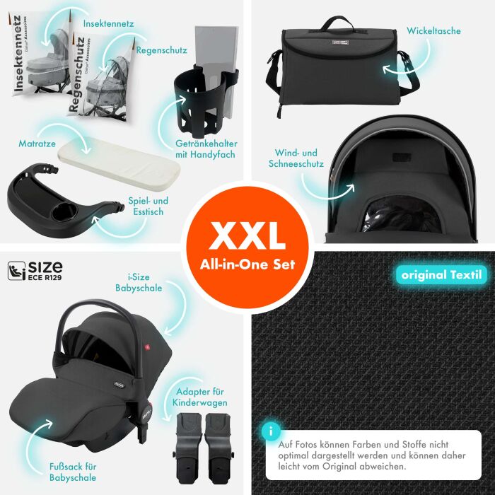 Daliya® FLEXI-PRO M 3in1 Kinderwagen & Buggy mit i-Size Babyschale (Farbauswahl)