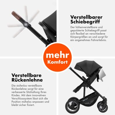 Daliya® FLEXI-PRO M 3in1 Kinderwagen & Buggy mit i-Size Babyschale (Farbauswahl)