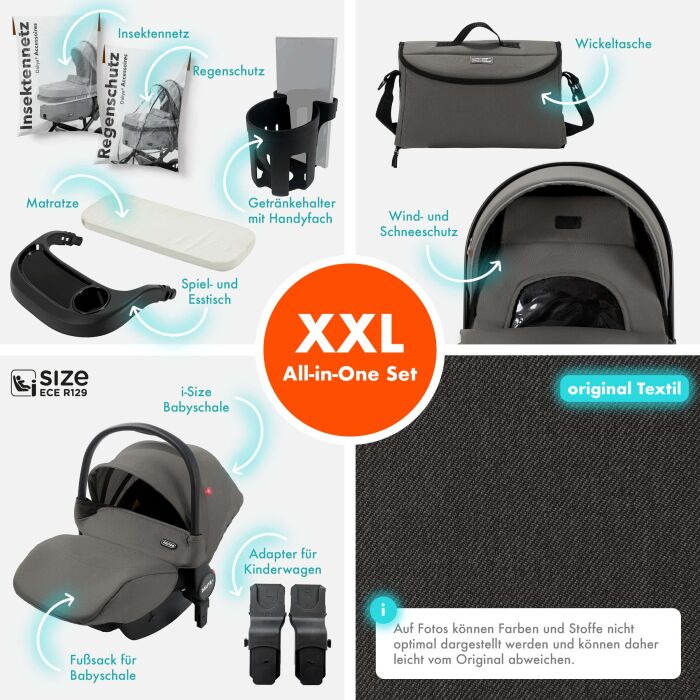 Daliya® FLEXI-PRO M 3in1 Kinderwagen & Buggy mit i-Size Babyschale (Farbauswahl)