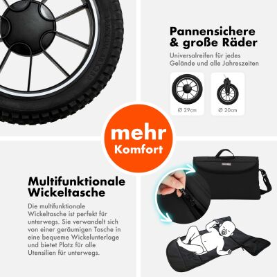 Daliya® FLEXI-PRO M 3in1 Kinderwagen & Buggy mit i-Size Babyschale (Farbauswahl)