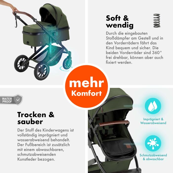 Daliya® FLEXI-PRO M 3in1 Kinderwagen & Buggy mit i-Size Babyschale (Farbauswahl)