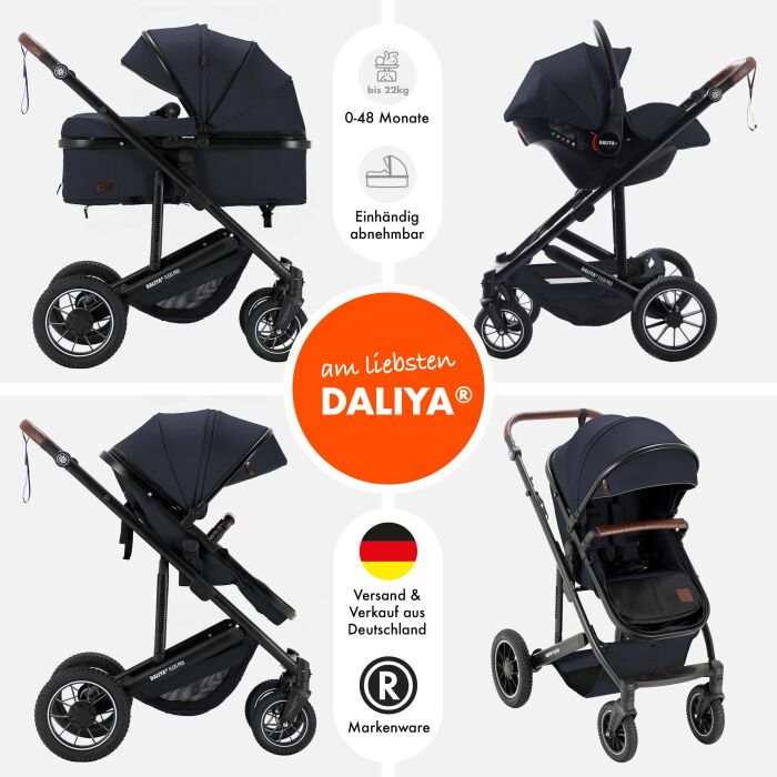 Daliya® FLEXI-PRO M 3in1 Kinderwagen & Buggy mit i-Size Babyschale (Farbauswahl)