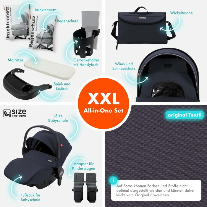 Daliya® FLEXI-PRO M 3in1 Kinderwagen & Buggy mit i-Size Babyschale (Farbauswahl)