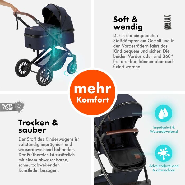 Daliya® FLEXI-PRO M 3in1 Kinderwagen & Buggy mit i-Size Babyschale (Farbauswahl)